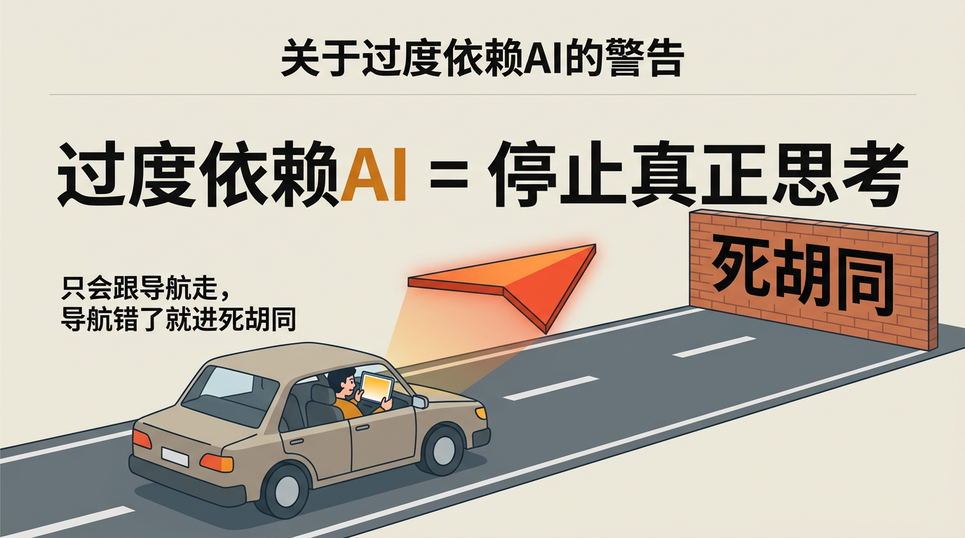 过度依赖导航会开进死胡同；过度依赖 AI 会停止真正思考