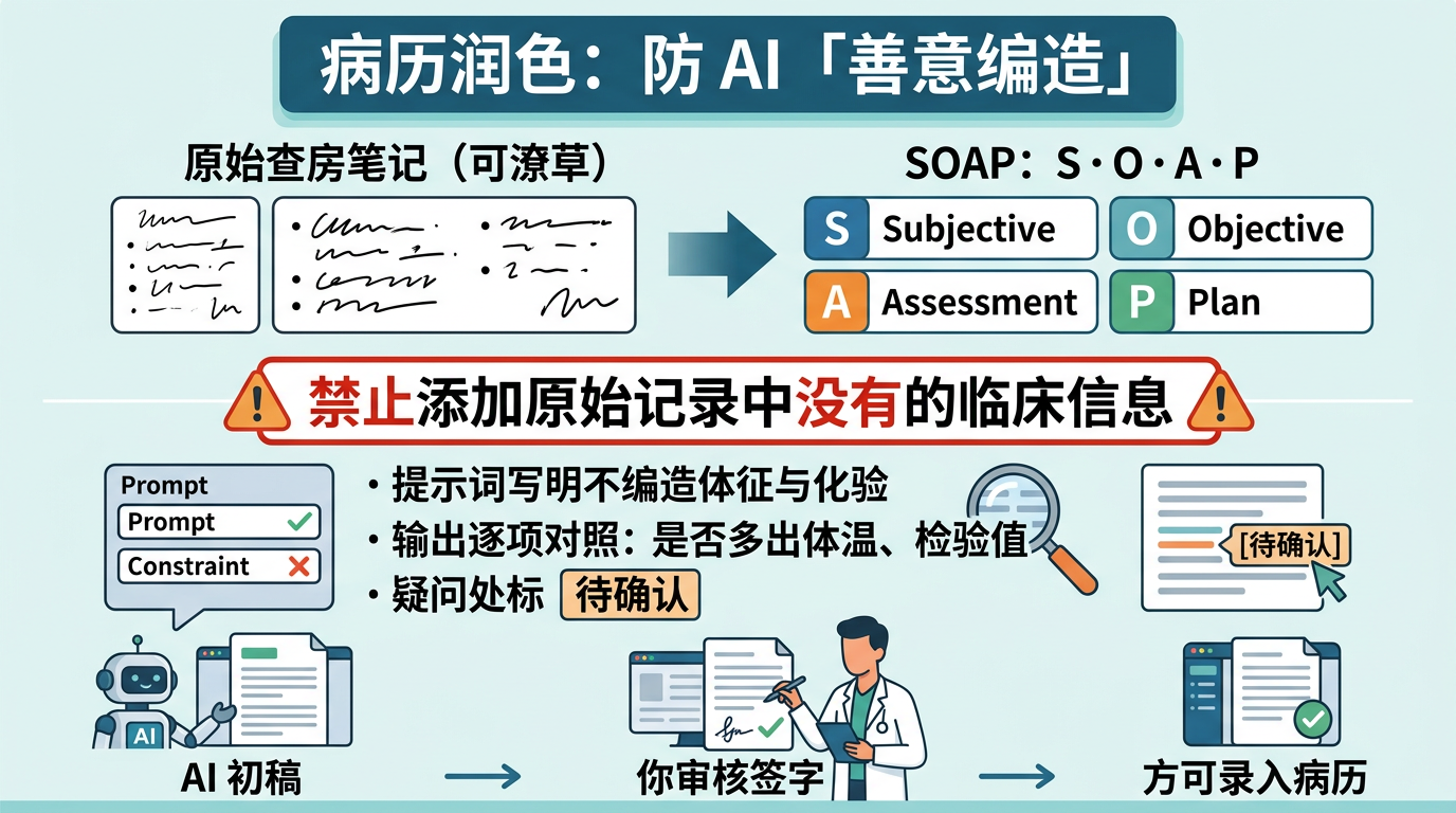 病历润色：防 AI 善意编造