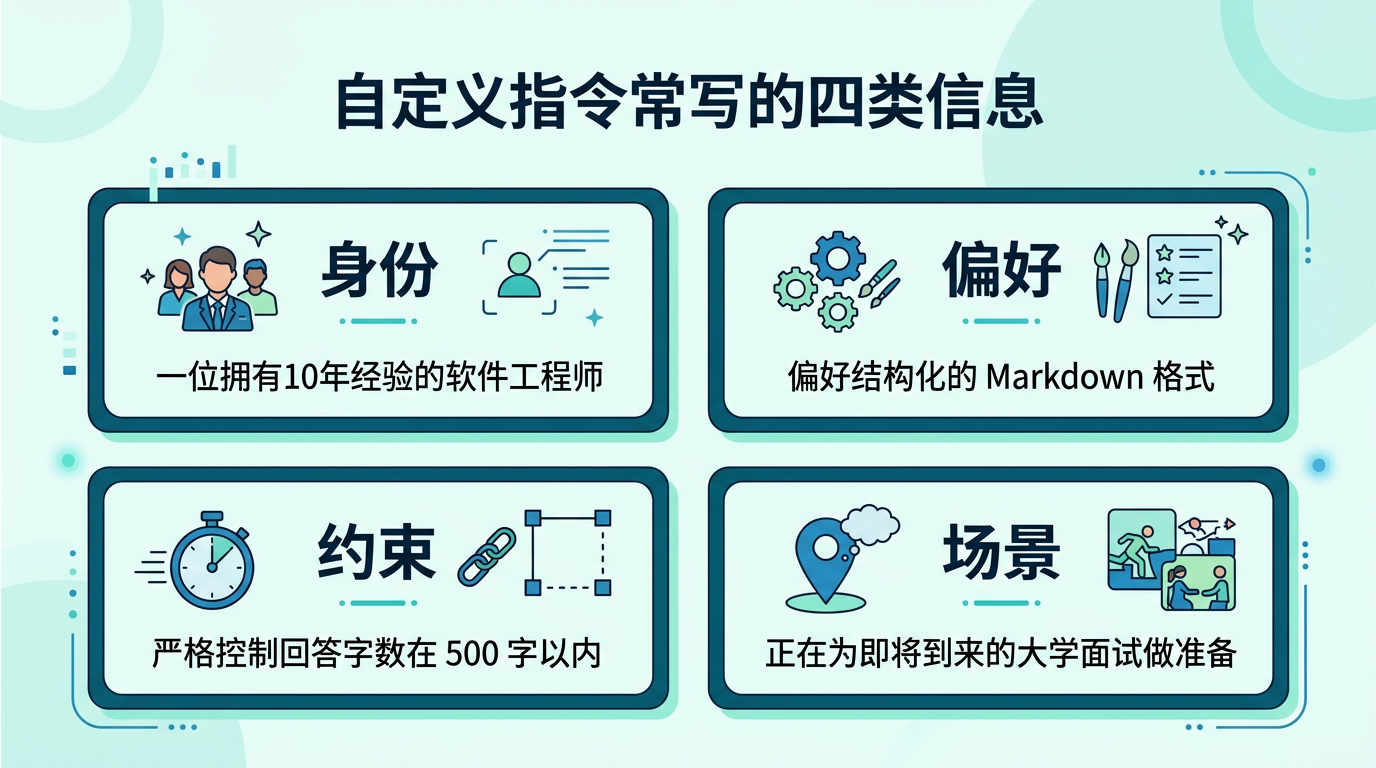 自定义指令常写的四类信息