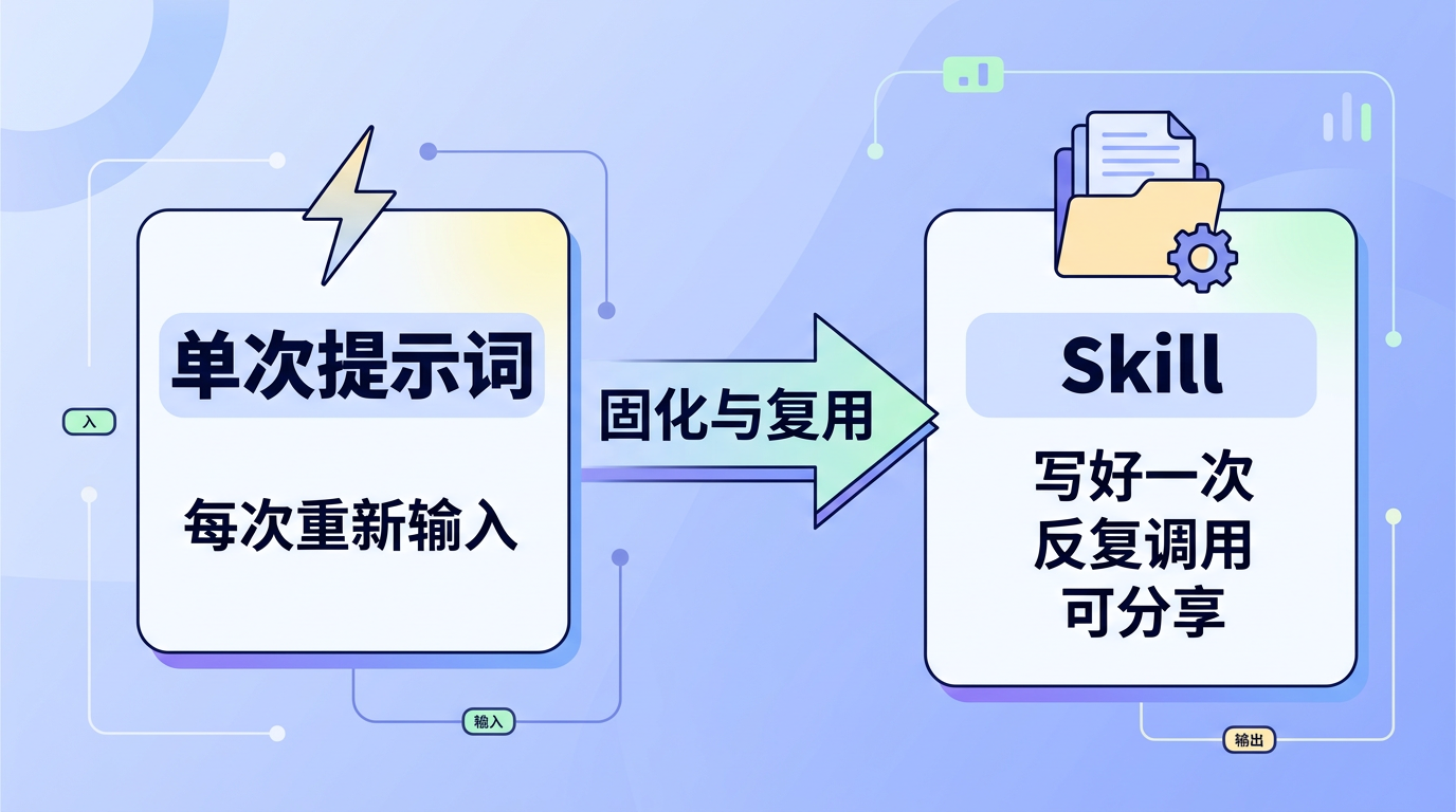 单次提示词与 Skill 的区别
